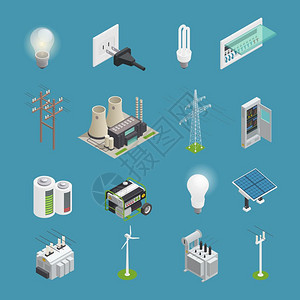 电力网络等距流程图电力生产换配电网等距流程图信息图方案与输电线路背景矢量图